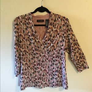 V Neck Floral Stretch Long Sleeve Shirt